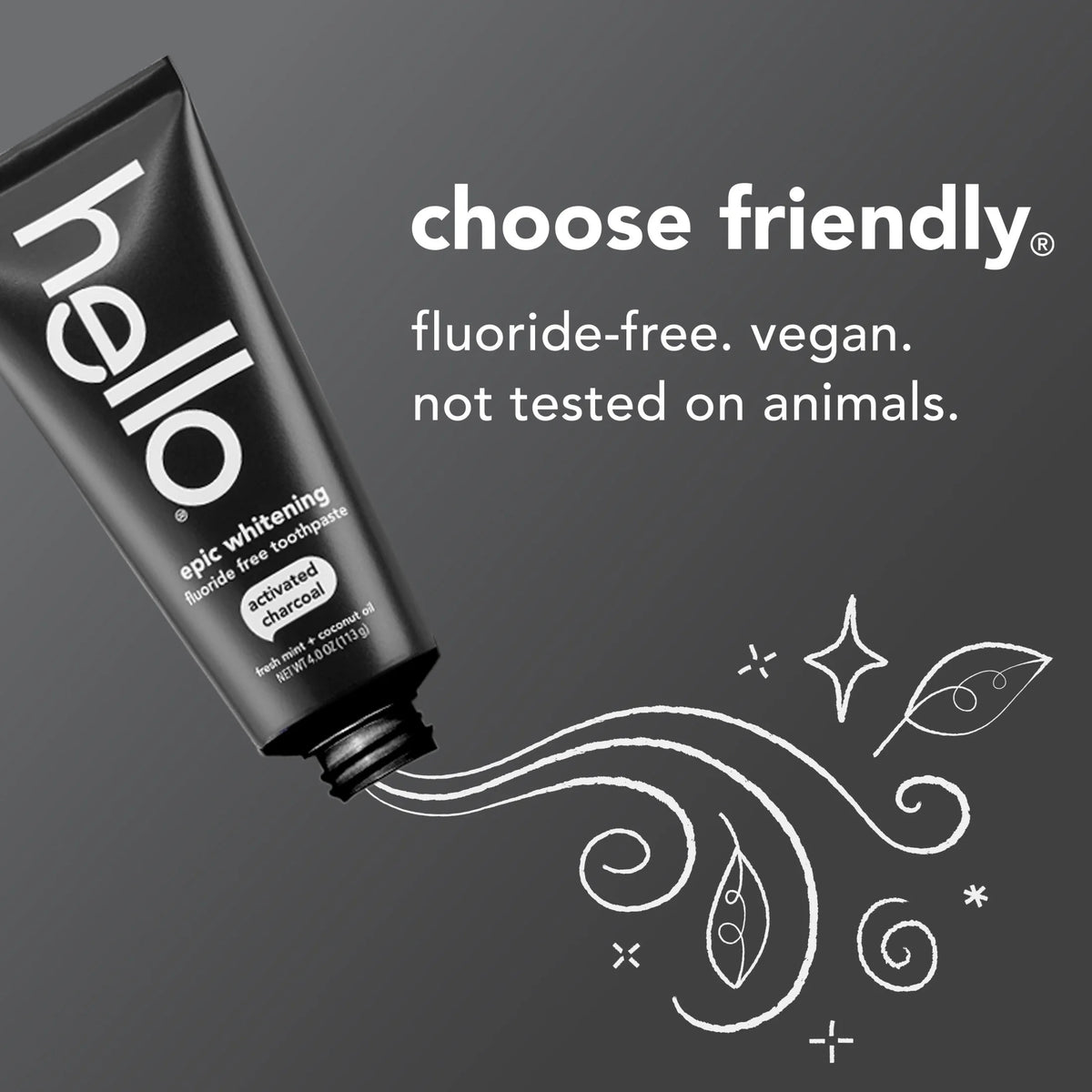 Epic Whitening Charcoal Fluoride Free Toothpaste, Fresh Mint, 4.0 Oz Tube