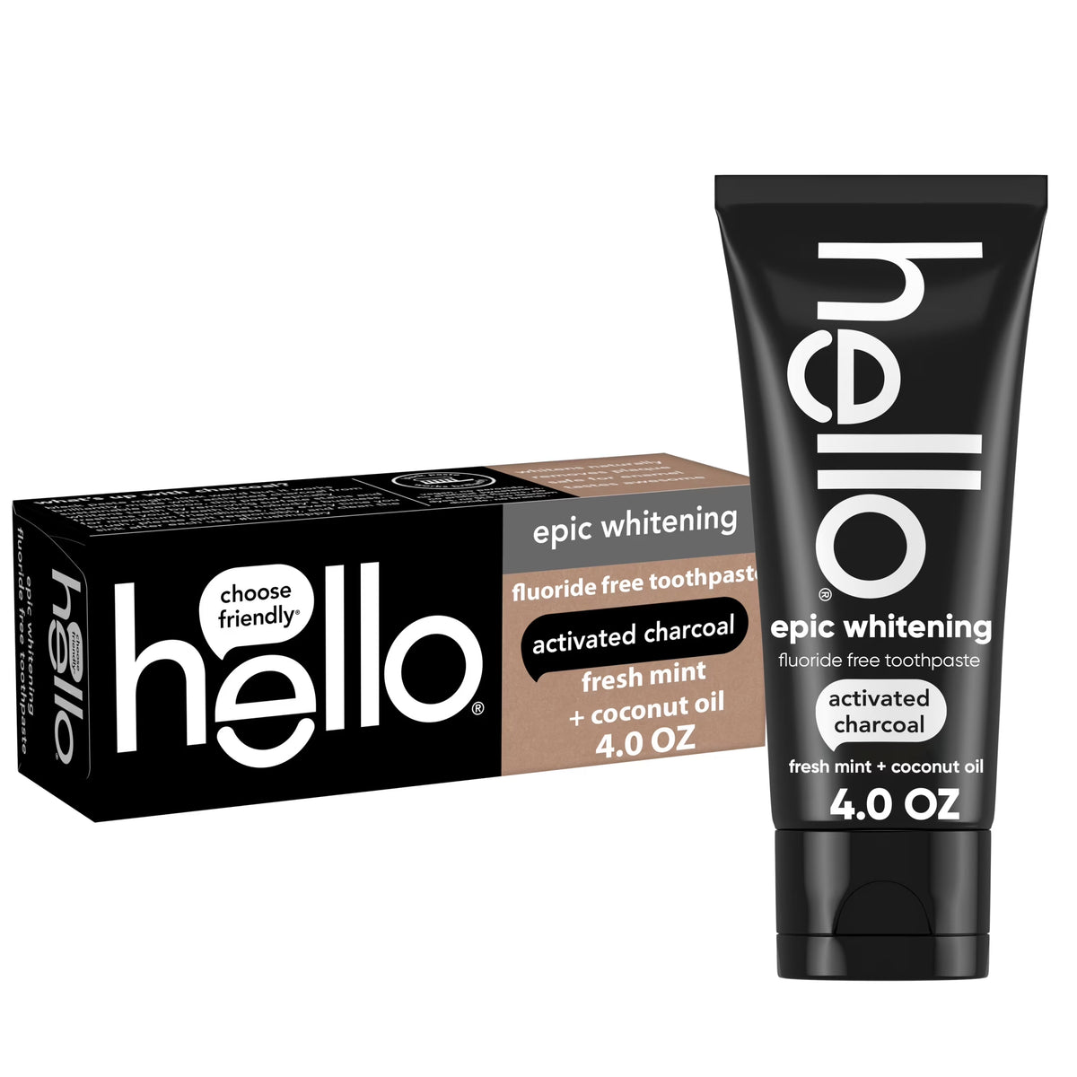Epic Whitening Charcoal Fluoride Free Toothpaste, Fresh Mint, 4.0 Oz Tube